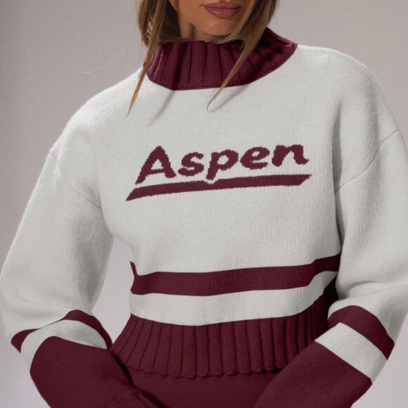Burgundy Casual Women's Sport Sweaters - Picture 2 of 6